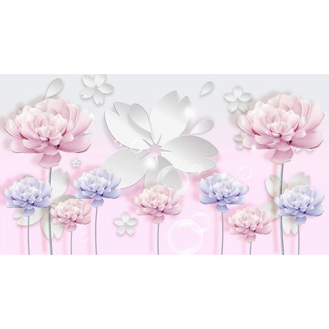 Papier peint panoramique Enfants - Fleurs Effet 3D - 130 cm x 71 cm (1/2)