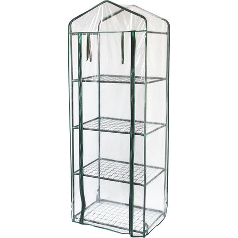 Mini Invernadero de 4 niveles PVC Transparente Cubierta Impermeable Estantes Pequeños Casa de Cultivo de Plantas Jardín al Aire Libre Marco de Acero  Pala Gratis