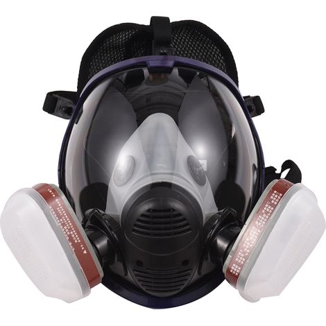 Masque anti-gaz, anti-produits chimiques, anti-peinture, anti-formaldéhyde, masque à charbon actif, filtres faciaux en silicone, visière de protection intégrale respirante et transparente (1/4)