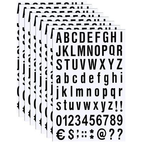 Selbstklebende Vinylzahlen und -buchstaben – 2,5 cm hoch – für Briefkästen, Fenster, Türen, Autos – 8 Bögen, 536 Stück (1/5)