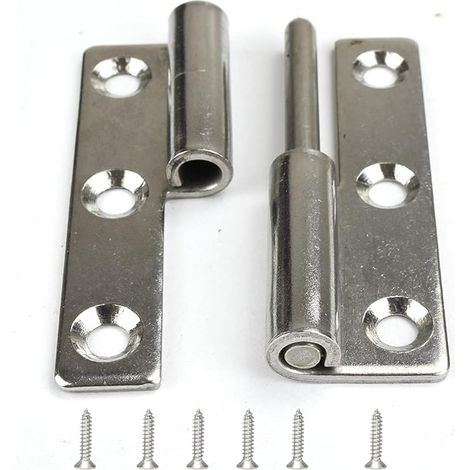 Lot de 2 petites charnières à joint coulissant pour porte de couvercle droitier – 7,6 cm de long Charnière à 6 trous en acier inoxydable robuste