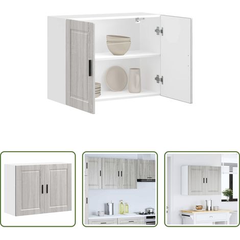vidaXL Küchenregal - Küchen-Hängeschrank Porto Grau Sonoma Holzwerkstoff (1/5)