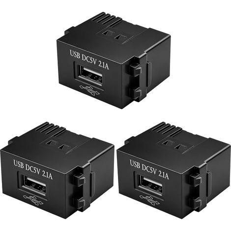 Lot de 3 modules d'alimentation USB : prise 220 V vers transformateur 5 V, prise de charge USB 2,1 A, adaptateur de commutation pour smartphones et appareils US-B (noir) (1/5)