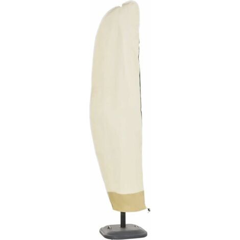Housse de parasol déporté imperméable – Tissu Oxford avec revêtement PVC étanche – Dimensions 265x50x40cm – Cordon de serrage et fermeture éclair