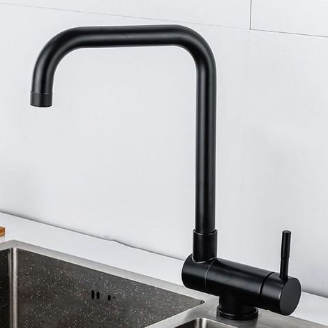 Retractable stainless steel kitchen faucet, foldable kitchen faucet, single lever hot and cold water faucet, black