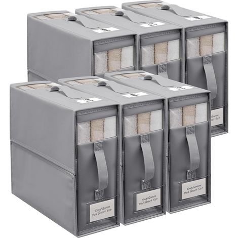 6pcs Organisateur Drap, Fenêtre Transparente, Poignée Renforcée, Tissu Non Tissé, Pour Armoire et Placard (1/5)