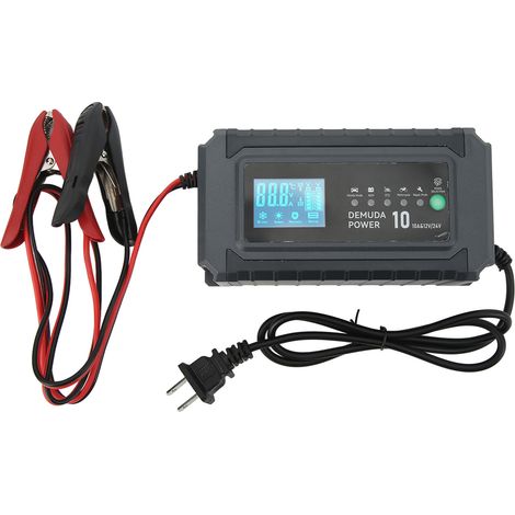 Chargeur de batterie intelligent automatique 12V/24V, maintien de batterie avec prise US 110V, entretien et charge complète pour voiture, moto, camping-car, dispositif de chargeur de batterie à puce, (1/5)