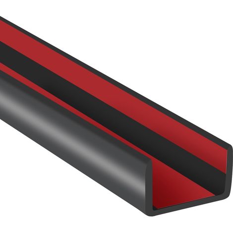 Bordure en Caoutchouc Auto-adhésive Flexible de 12 mm pour contreplaqué, Tables, Bureaux, armoires, comptoir, Large Bordure en Forme de U, Bande de Bord, Couleur Noire, Longueur 6 m (1/5)
