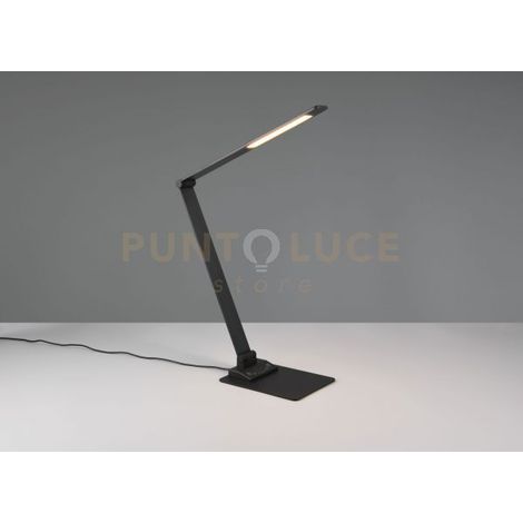 TRAVIS LAMPADA DA STUDIO LED 6,5W 650lm, 3000+5000+6500K NERA TOUCH RICARICABILE USB CON REGOLAZIONE TEMPERATURA DI COLORE E FUNZIONE MEMORIZZAZIONE H. 72CM