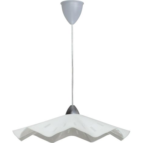 LAMPADA A SOSPENSIONE ISABELLA D45 1XE27 MONTATURA TRASPARENTE-CROMO VETRO LASTRA BIANCO Ø49-H.14-L.100 CM (1/2)