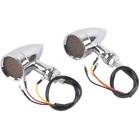 Clignotant LED pour motos, 2 pièces, lumière ambre 12V, 10mm, coque chromée universelle (1/4)
