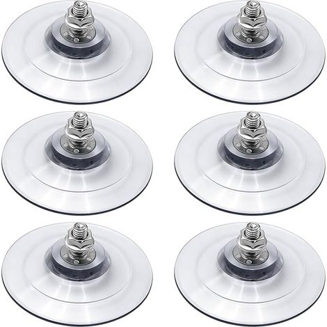 Lot de 6 ventouses avec écrou à vis M8 - Ventouses extra solides en PVC - 85 mm - Transparent - Pour surfaces lisses comme le verre, le mur, la voiture (1/5)