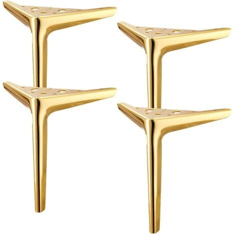 Pieds de meubles en métal, pieds de meubles triangulaires, pieds de table DIY, pieds de canapé en métal de style moderne, adaptés pour canapé, armoire, lit, table, chaise, lot de 4 (doré 25 cm) (1/5)