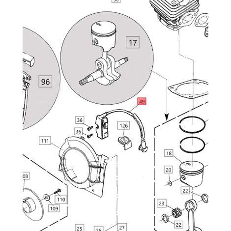 Bobina ORIGINALE BLUEBIRD per motosega CS 590 CS590-49