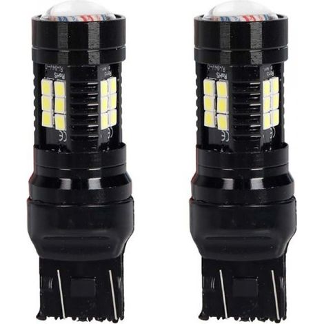 2 Pezzi LED T20 7443 W21/5W Canbus Lampada Auto Camion 12V 24V 21 SMD 3030 5W/1.5W 300lm Doppio Filamento Bianco 65mm