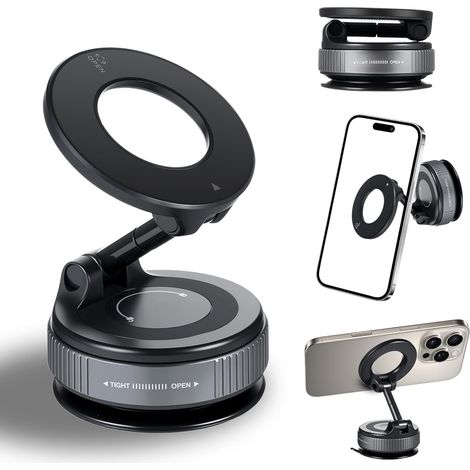 2026 Support Magnétique À Ventouse pour Téléphone Portable pour Voiture [aimants 20XN52], Support pour Smartphone Portable Et Pliable, Pivotant À 360°, pour Voiture, Cylindrique (1/5)