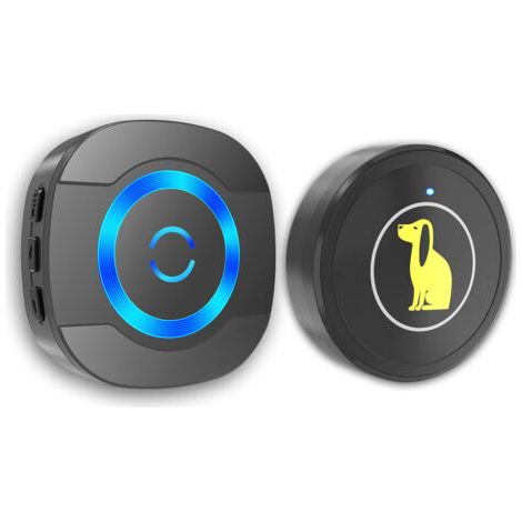 Sonnette sans fil de 300 mètres, carillon électronique étanche IP55, bouton d'appel pour animaux de compagnie, sonnette tactile pour animaux de compagnie, 55 cloches au choix, LED bleue (1/4)
