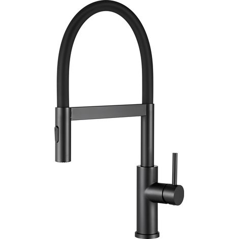 CECIPA MAX Magnet-Küchenarmatur 360° schwenkbar, flexibler Küchenwasserhahn, ausziehbarer Wasserhahn mit Einhebelmischer & 2-Strahlen, schwarz matt, Hochdruck