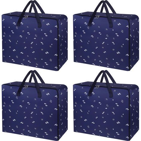 Lot de 4 Grand Sac Rangement Oxford, 105 L Sac Demenagement Grand Format Rangement, Sac de Rangement Résistant, avec Poignées Renforcées, Pour Oreillers, Édredons, Couvertures,et Déménagement (1/5)