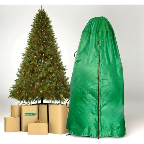 (Vert, 76x152cm) Sac de rangement vertical pour sapin de Noël, en tissu Oxford, résistant aux déchirures et ajustable. (1/3)