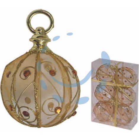 SFERE TONDE IN RETE   COLORE ORO  ø mm.80 in conf.   pz.6    FER-121453