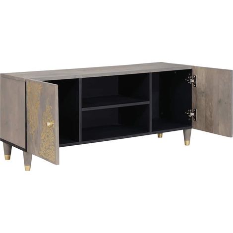 Meuble TV,Banc TV,Armoire TV Gris et or 105 x 33.5 x 46 cm Bois de manguier massif CFW987814 (1/5)