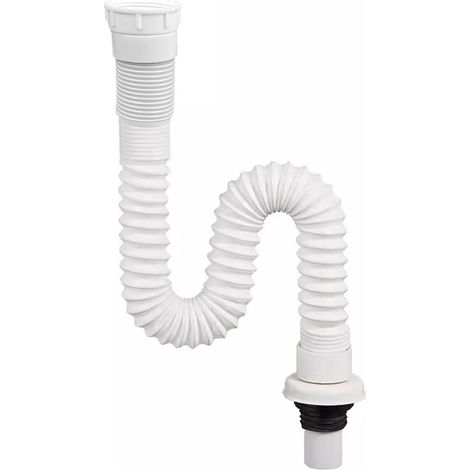 Siphon Lavabo, Tuyau Flexible d’Évacuation, Siphon Plastique Gain de Place, Adaptable pour Évier, Évacuation Évier Étanche aux Odeurs, Extensible de 320-780 mm, Pour la Salle de Bain, Cuisine (1/5)