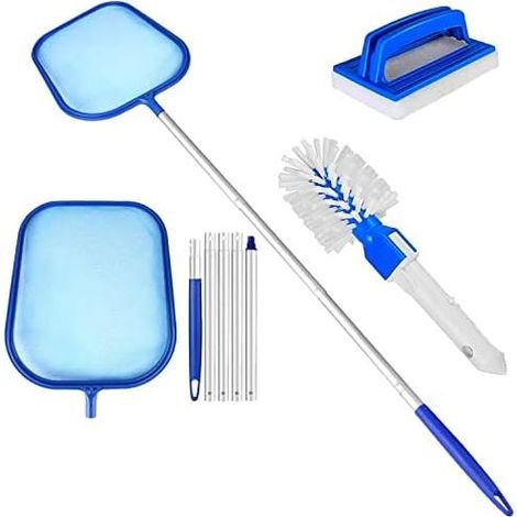 Kit per la pulizia di spa, skimmer a maglia fine da 150 cm per piscine con asta telescopica in alluminio a 5 sezioni, spazzola e tampone - Jacuzzi Spa Laghetto Fontana (1/5)