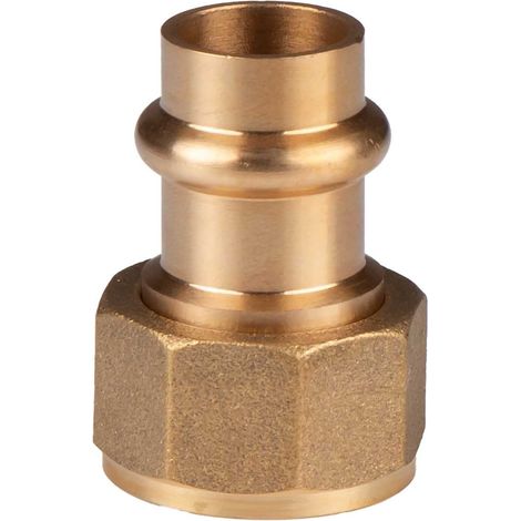 Kupfer Pressfitting Übergangsverschraubung aus Rotguss 15 mm - 1/2" IG (Überwurf) flachdichtend V+M-Kontur DVGW