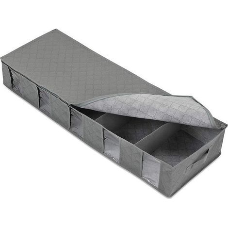 Boîte de Rangement Sous Lit avec Fermeture Éclair Organiseur Anti-poussière pour Vêtements et Couettes Conteneur de Rangement avec Fenêtre Transparente et Poignées Gain de Place (1/5)