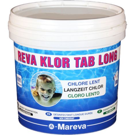 Désinfectant longue durée Reva-Klor tab long 2 MAREVA - 5kg en galets de 500 g - 100180U