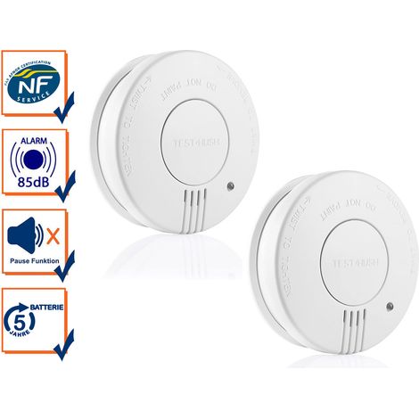 Rauchmelder 2er Set, 5 Jahres Batterie, 85dB Sirene für zuverlässigen Brandalarm