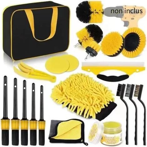 Lot de 20 Pcs Brosse Perceuse,Brosse Nettoyage Rotative Voiture Brosse Visseuse pour Voiture/Jantes/Baignoire/Carrelage/Cuisine (1/4)