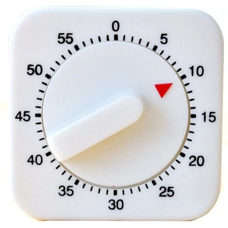 Mechanischer 60-Minuten-Timer (quadratisch) – Optischer Kochtimer mit akustischem Alarm – Batterieloser Betrieb – Weiß (1/5)