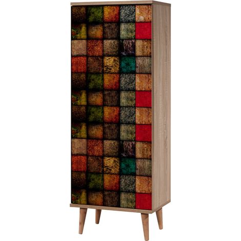 Hanah Home – Meuble à chaussures en mélaminé 50cm largeur – 135cm hauteur – Épaisseur 18mm – Pieds en bois de charme – Revêtement UV anti-rayures (1/6)