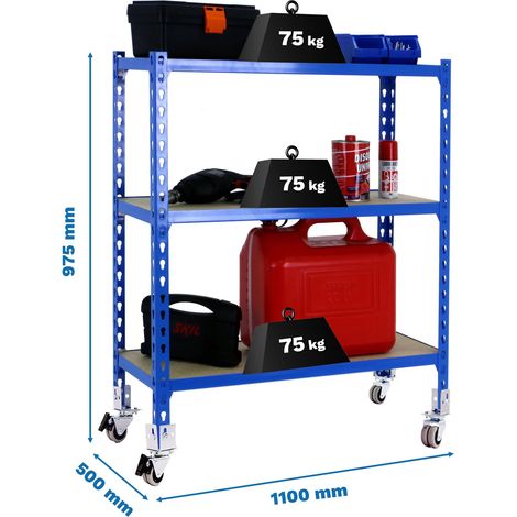 Simonrack Modulares Regal Blau mit Rollen