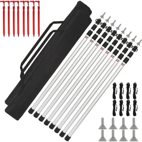 Randaco 8 Stück Teleskop Zeltstange 88cm-234cm Vorzeltstange aus Alu Vor Zelt Stange