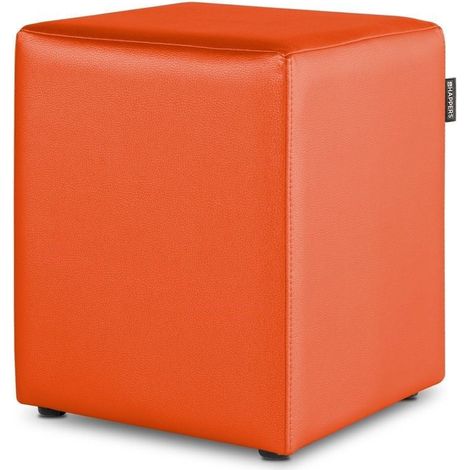 Pouf Cube Similicuir Orange 1 UNITÉ Orange