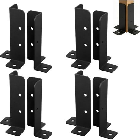 Lot de 8 supports de poteau de pergola, support de poteau de clôture en métal en forme de L pour poteaux en bois de 10,2 x 10,2 cm, facile à installer pour clôtures de jardin, terrasses et cadres (1/5)