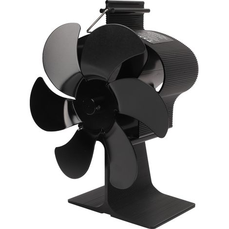 Ventilateur de poêle à 6 pales alimenté par la chaleur, non électrique, à allumage automatique, résistant aux hautes températures, couronne noire (1/5)