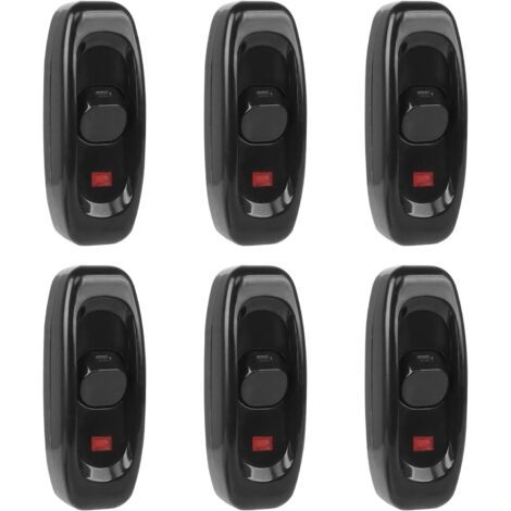 Set di 6 interruttori a bilanciere per lampade, 250 V 10 A, con cavo in linea e indicatore luminoso a LED (nero) (1/4)