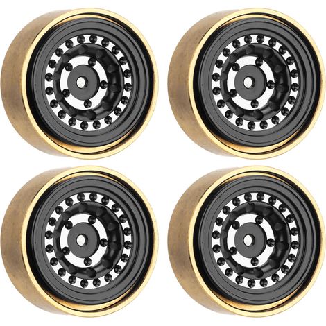 Satz mit 4 professionellen Beadlock-Gewichtsblöcken aus Aluminiumlegierung und Messing für Watchman FMS FCX24 1/18 und 1/24 RC-Felgen (schwarz). (1/5)