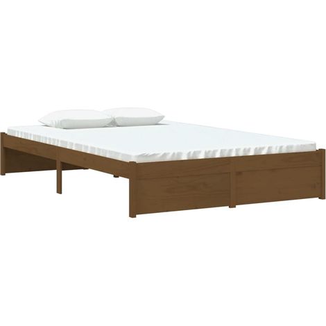 Bed Frame without Mattress Honey Brown Solid Wood 120x190 cm Small Double vidaXL (1/4)