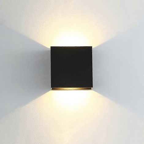 Applique murale moderne LED en aluminium noir carré 10 x 10 x 5 cm étanche (1/5)
