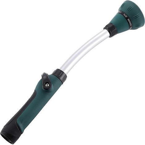 Watering Wand, 15" Garden Hose Nozzle Sprayer with 8 Adjustable Watering Patterns Rain Wand and Thumb Control Shut-Off Valve (Green) (1/5)