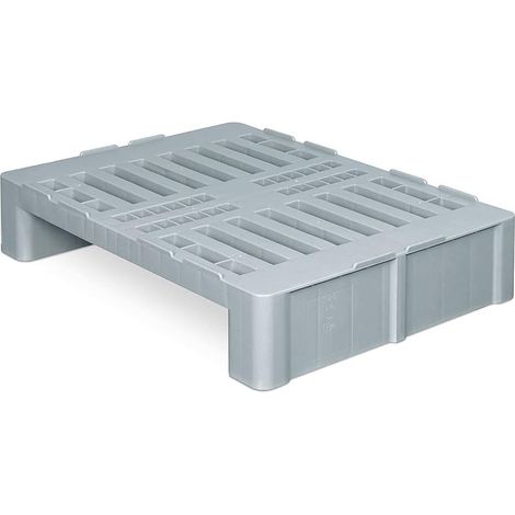 BRB Hygienepalette H2 im halben Euromaß mit 2 Kufen und Sicherungsrand, LxBxH 800x600x160 mm, Oberdeck durchbrochen, grau (1/3)