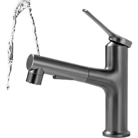 Robinet Salle de Bain avec Douchette Extractible, 2 Modes, Cartouche Céramique Silencieuse, Eau Chaude/Froide, Installation Facile avec Flexibles (1/5)