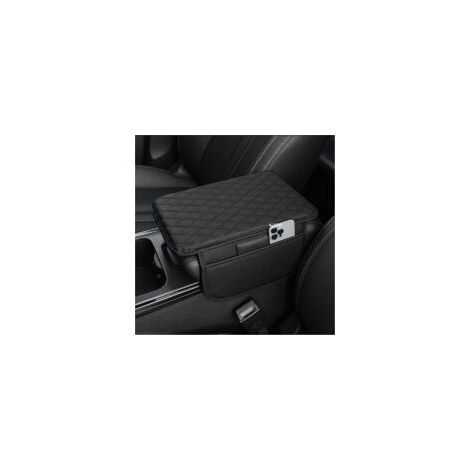Funda mejorada para la consola central, cojín reposabrazos de cuero de microfibra con 2 bolsillos de almacenamiento, organizador universal para reposabrazos de coche, accesorios interiores para la may