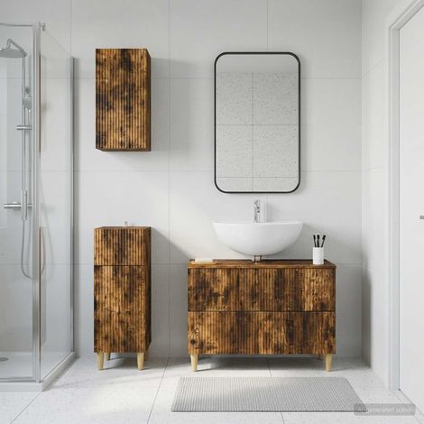 vidaXL 3 Piece Bathroom Cabinet Set ARNHEM Smoked Oak Engineered Wood (1/5)