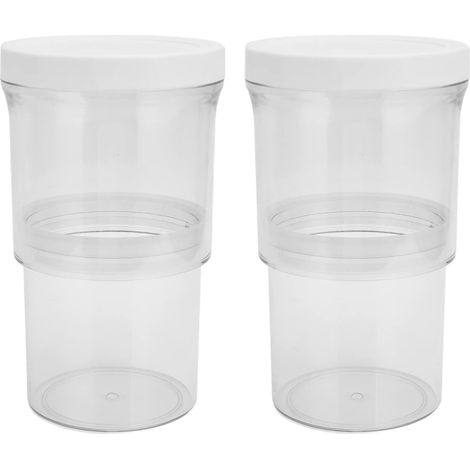 Set aus 2 verstellbaren, vakuumversiegelten Behältern mit Druckknopfdeckeln zur Aufbewahrung von Müsli, zum Kochen und für selbstgemachte Speisen.